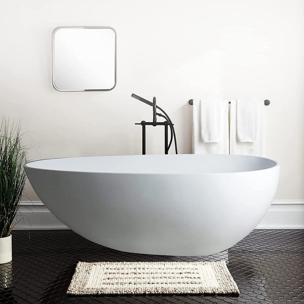 Vanity Art 59" Matte Solid Surface Resin Stone Freestanding Bathtub
